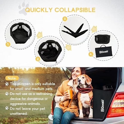 Foldable Portable Dog Playpen for Medium Dogs Indoor Outdoor, Big Dog Pet Playpen Tent Kennel Crate with Cover Enclosed for the House Puppies Bunny Exercise Travel Camping (Black, Large Size)