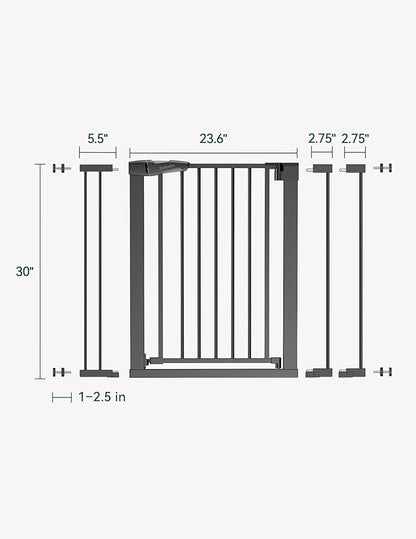 Babelio Baby Gate for Doorways and Stairs, 26-40" Auto Close Dog Gate, PressGuard C5, Easy-Install Pressure Mounted Satey Door, No Drilling Safety Gate for Child and Pets, Black