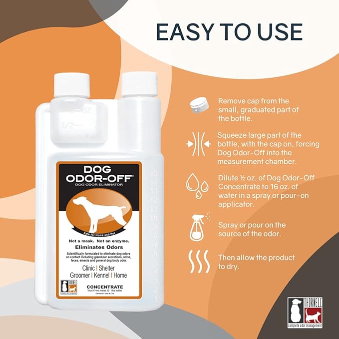 Thornell Dog Odor-Off Concentrate, Pet Smell Odor Eliminator for Dog Urine, Feces Odors, Pet Odor Eliminator Concentrate, Pet Urine Odor (16 oz)