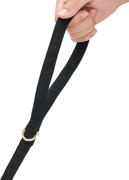 Soft Cotton Dog Leash, 5 Ft Heavy Duty Corduroy Dog Leashes with Gold Metal Hook for Small Medium Large Dogs,Medium,Black