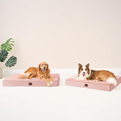 EHEYCIGA Orthopedic XXL Dog Beds for Jumbo Dogs with Removable Washable Cover for Crate, Pink, 47x29