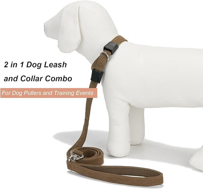 Slip Lead Dog Leash,Soft Corduroy 6 FT Dog Training Leash for Medium Large Dogs,No Pull Slip Leash and Collar with Padded Handle,Brown