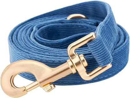 Soft Cotton Dog Leash, 5 Ft Heavy Duty Corduroy Dog Leashes with Gold Metal Hook for Small Medium Large Dogs,Small,Dark Blue