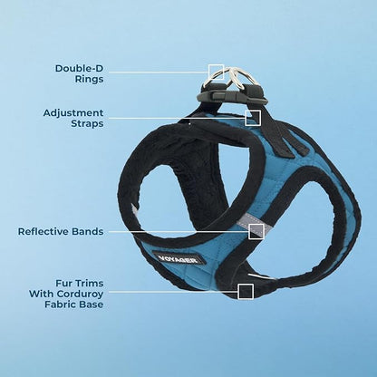 Best Pet Supplies - All Weather Plush, Reflective, No Pull Harness for Small, Medium Dogs, Cats - Secure with Hook & Loop Fastener, Buckle, Double D-Rings - Turquoise Plush, XS