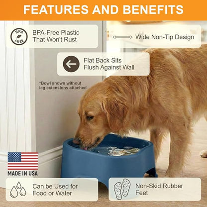 Neater Pet Brands Extra Large Water Bowl for Dogs, Elevated Outdoor Dog Water Bowl (1.25 Gallon XL Capacity), Big Trough Style Food Dish for Indoors or Outside, No Spill Large Dog Bowls, Dark Blue