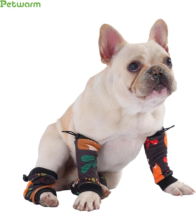 PetWarm Dog Recovery Sleeve 4pcs Set, Dog Leg Sleeve, Ideal for Comfort and Support During Pet Recovery, Suitable for Active or Support Recoverying Pet Use, Black Brown, S