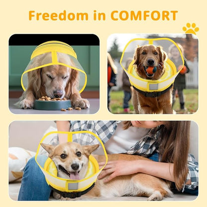 Soft Dog Cone Collar, Inflatable Cones Alternative After Surgery for Large/Medium/Small Dogs to Stop Licking, Elizabethan Neck Ecollars of Shame with Anti-Lick Shield, XL Comfy Pillow Recovery
