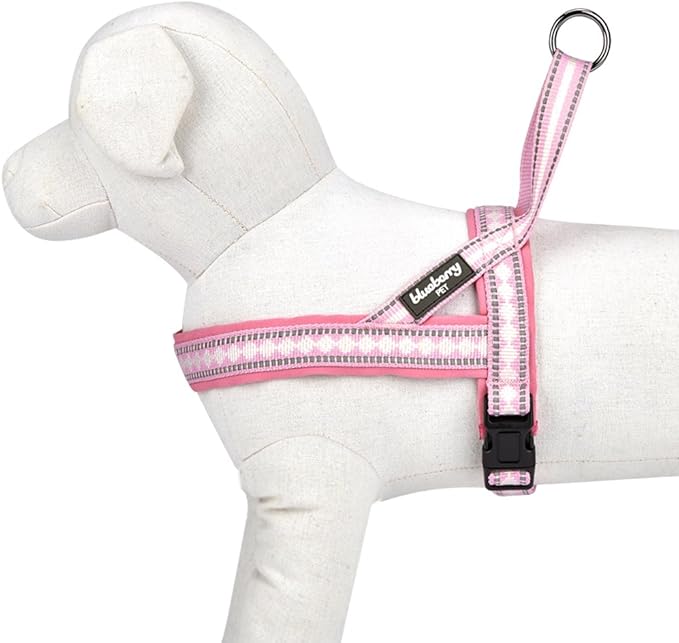 Blueberry Pet 4 Colors Soft & Comfy 3M Reflective Jacquard Padded Dog Harness, Chest Girth 30" - 38.5", Pink, Large, Adjustable Harnesses for Dogs
