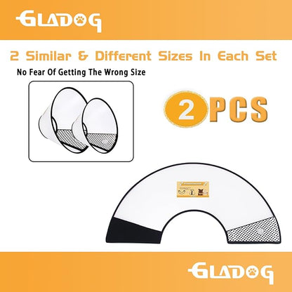 Soft Dog Cone Collar, 2 PCS (for Exact Size) Flexible Plastic Cone for Dogs After Surgery, Dog Recovery Collar, Adjustable E-Collar for Large/Medium/Small Dogs Cat, Comfy Elizabethan Collar (S)