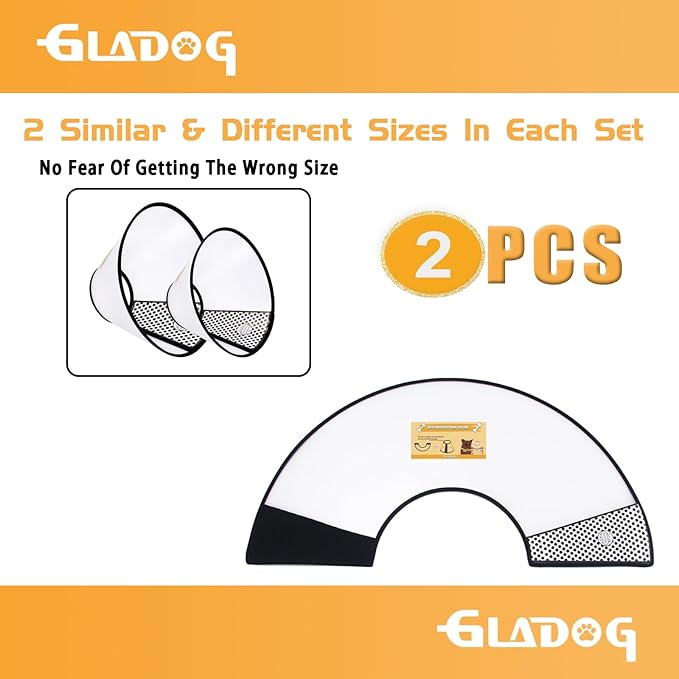 Soft Dog Cone Collar, 2 PCS (for Right Size) Flexible Plastic Cone for Dogs After Surgery, Dog Recovery Collar, Adjustable E-Collar for Large/Medium/Small Dogs Cat, Comfy Elizabethan Collar (M)