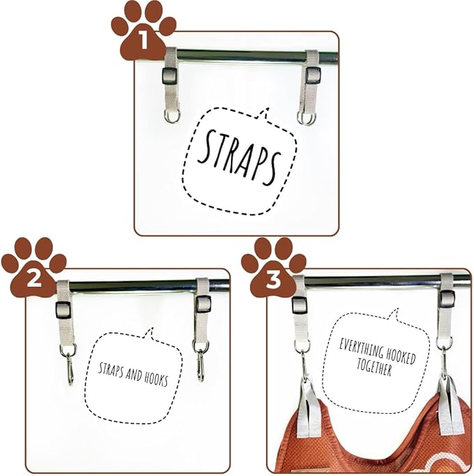 Paws n' Cradle Dog Grooming Hammock Harness for Dogs & Cats - Complete Kit with Adjustable Fittings, Hair Comb, Nail Clipper, Nail File, Hook and Loop Strap, Adjustable Straps & Snap Hooks (XXL)