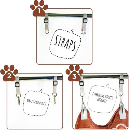 Paws n' Cradle Dog Grooming Hammock Harness for Dogs & Cats - Complete Kit with Adjustable Leg Fittings, Comb, Nail Clipper, File, Hook & Loop Strap, Adjustable Hanging Straps & Snap Hooks (Medium)