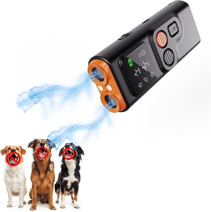 Upgraded Ultrasonic Dog Barking Deterrent, Handheld Anti Barking Device, 3-in-1 Rechargeable Dog Training & Behavior Aid, Safe and Humane Stop Dog Barking with LED Flashlight