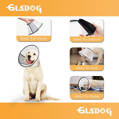 Soft Dog Cone Collar, 2 PCS (for Exact Size) Flexible Plastic Cone for Dogs After Surgery, Dog Recovery Collar, Adjustable E-Collar for Large/Medium/Small Dogs Cat, Comfy Elizabethan Collar (S)