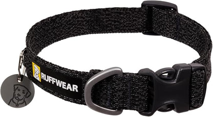 Ruffwear, Front Range Flex Dog Collar, Soft Engineered Knit for Everyday Walks, Lightweight Adjustable with Aluminum V-Ring, Integrated ID Tag Silencer, Quick Release Buckle, Basalt Gray, 14"-20"