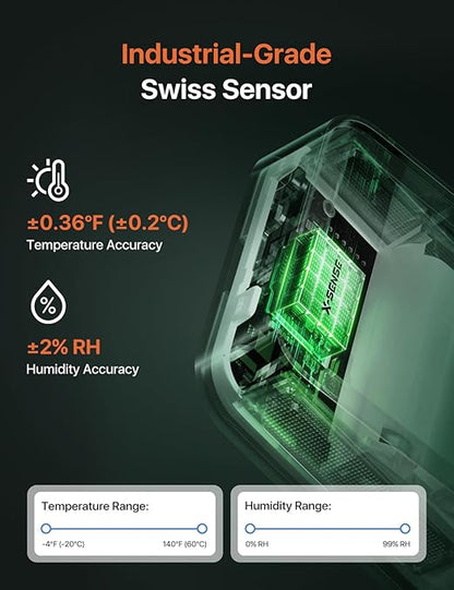 X-Sense WiFi Thermometer Indoor Hygrometer, Digital Temperature Sensor with App Notification Alerts, Temperature Humidity Meter for Room, Data Storage Export at No Charge, 3 Sensors & 1 Base Station