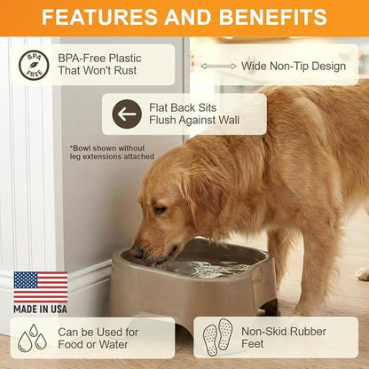 Neater Pet Brands Extra Large Water Bowl for Dogs, Elevated Outdoor Dog Water Bowl (2.25 Gallon XL Capacity), Big Trough Style Food Dish for Indoors or Outside, No Spill Large Dog Bowls, Champagne