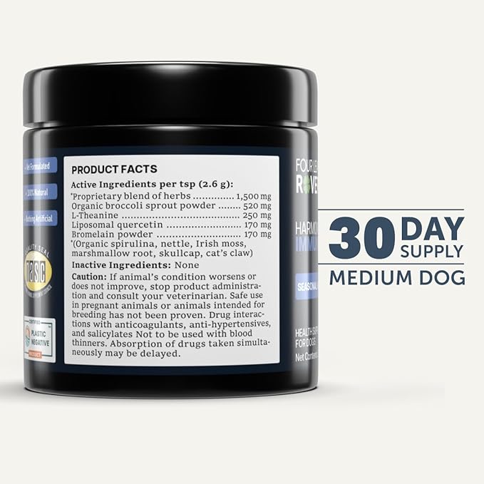 Harmony - Skin & Coat Supplement with Quercetin for Dogs - Balanced Histamine Support for Seasonal and Environmental Allergies - Veterinarian Formulated