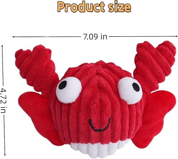 Interactive Squeaky Dog Chew Toy,No Stuffing Interactive Chew Toy for Small Medium Large Dogs, Training Reward Gift for Pets(red Crabs)