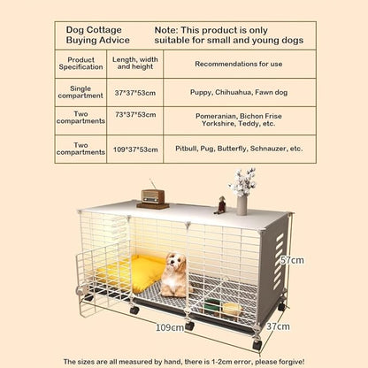 Dog Crate Furniture | 43" XL Dog Cage Furniture | Puppy Crate House with Wheels Tray & Drawer Storage | Metal Indoor Fencing Kennel House | Lockable Dogs Play Pen Cage for Medium Large Dogs