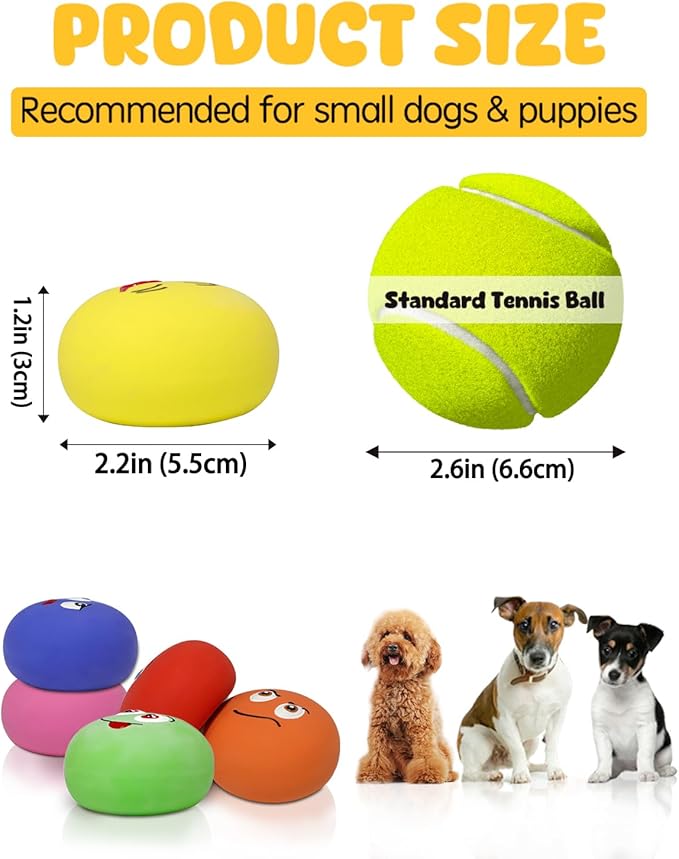 SCHITEC Squeaky Dog Toys, Funny Interactive Puppy Ball Toy, [6 Pack] Latex Rubber Squeak Pet Balls for Puppies Small Breed Dogs