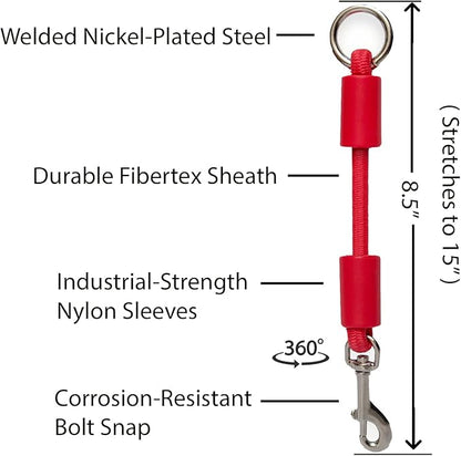 BUNGEE DOG LEASH EXTENSION – Patented Shock Absorber Attachment Protects You and Your Dogs – Works with ANY Leash & Collar or Harness – a MUST for Retractable Leashes – PICK SIZE/COLOR BELOW