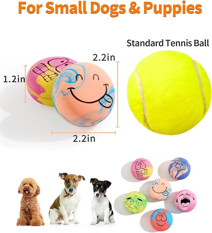SCHITEC Squeaky Dog Toys, [6 Pack] Interactive Latex Rubber Squeak Ball Toy, Soft Fetch Play Balls for Puppy Small Dogs