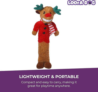 Multipet Original Loofa Reindeer Dog Plush Toy - Squeaky Toys for All Dogs - Extra Soft Plush - Stuffed Animal for Cuddling & Playing - Cute Dog Pet Toy (12”)