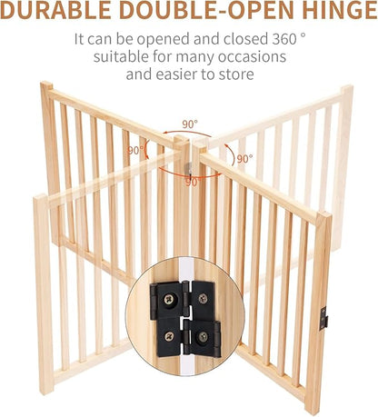 YOCAN Paint-Free Wooden Freestanding Dog Gates for The House,Doorways, Stairs,Wood Dog Fences Indoor Pet Gate,Step Over Fence-2 Panel H:23"(2PC)