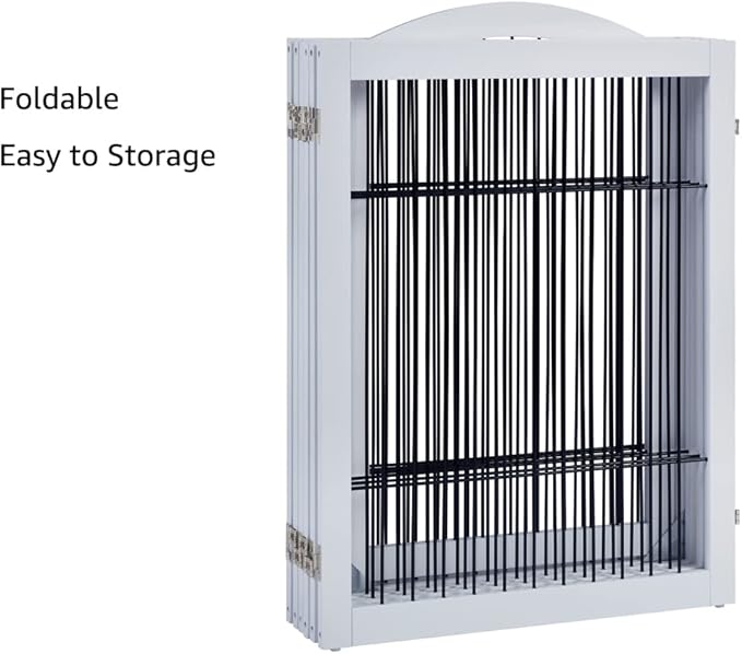 unipaws 144" Extra Wide Dog Gate and Pet Playpen, Free Standing Tall Dog Fence with Walk Through Door, Barriers for Home, Use as Indoor Dogs Cats Pen, Rabbit Pen, White