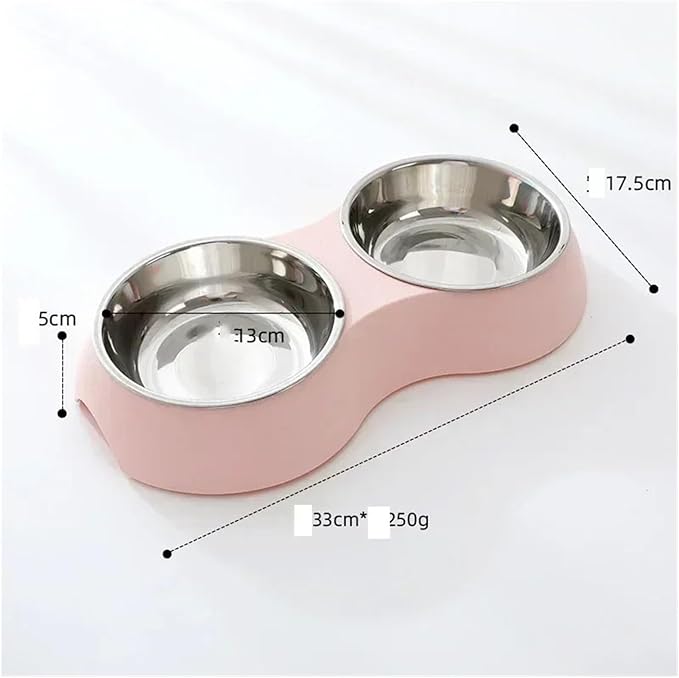 Double Pet Bowls Water Feeder Stainless Steel Drinking Dish Feeding Supplies Dog Accessories(Gray)