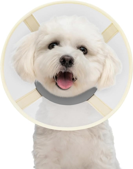 Soft Dog Cone Collar to Stop Licking-Adjustable Comfortable Mesh Recovery Collars After Surgery for Small or Miniature Dogs, Alternative to Plastic Elizabethan Collar for Neuter Incision Care (Grey,L)