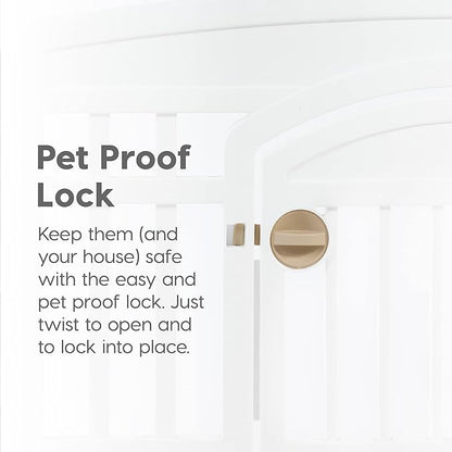 IRIS USA Dog Playpen 24" 4-Panel Puppy Playpen, 35 x 35 x 24, Puppy Fence, Dog Playpen, Dog Play Pen Indoors, Pet Fence, Puppies/Small Dogs, White