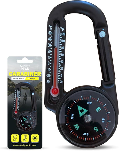 Mini Carabiner Compass Thermometer Keychain – Outdoor Gift for Men, Hikers & Campers – Cool EDC Gadget for Backpacks – Fun Camping Accessory for Him