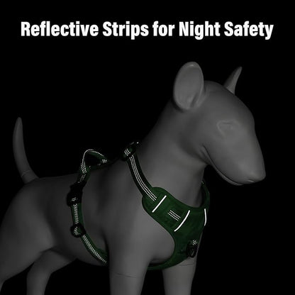 Plutus Pet No Pull Dog Harness, Reflective Adjustable Dog Vest Harness with Handle, Escape Proof, Soft Padded for Small Medium Large Dogs (Green, L)