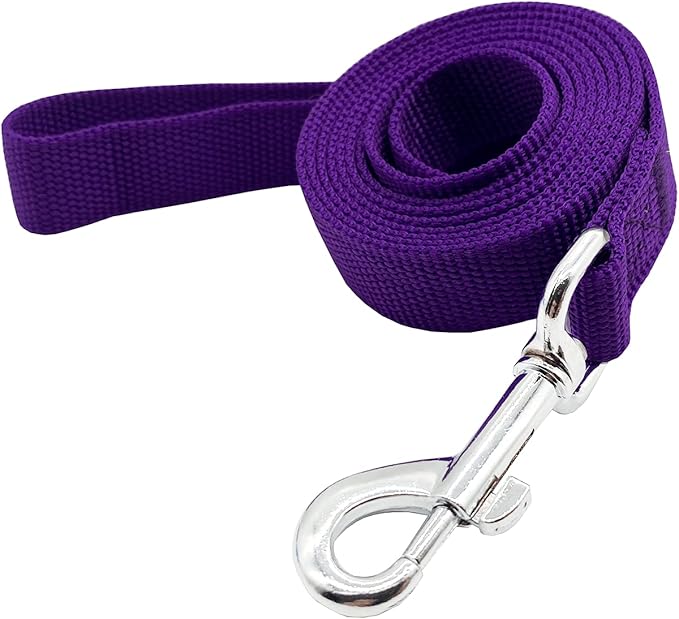 Nylon Dog Training Leash, Traction Rope, 4Ft /5 Foot /6 Feet Long, 5/8 inch 3/4 Inch 1 Inch Wide, for Small and Medium Dogs (1'' x 12 FT, Purple)