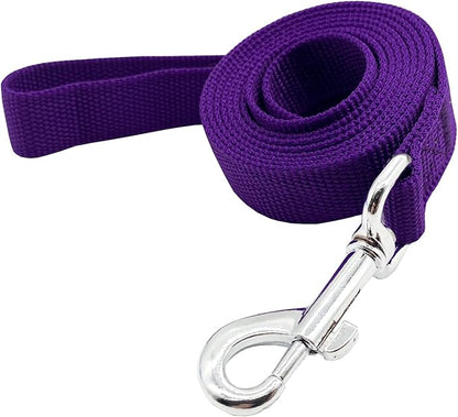 Nylon Dog Training Leash, Traction Rope, 4Ft /5 Foot /6 Feet Long, 5/8 inch 3/4 Inch 1 Inch Wide, for Small and Medium Dogs (1'' x 8 FT, Purple)