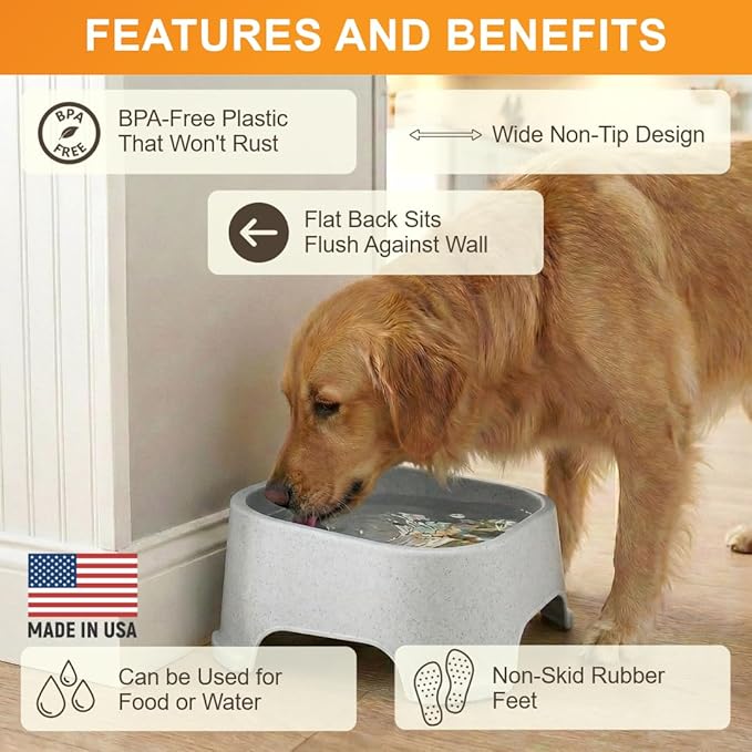 Neater Pet Brands Extra Large Water Bowl for Dogs, Outdoor Dog Water Bowl (1.25 Gallon XL Capacity), Big Trough Style Food Dish for Indoors or Outside, No Spill Large Dog Bowls, Vanilla Bean