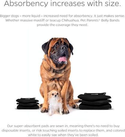 Pet Parents® Washable Belly Bands for Male Dogs (3pack) + Extendrs® of Durable Dog Diapers Male, Premium Male Dog Diapers & Dog Wraps (Medium, Black)