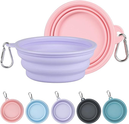 Kytely Collapsible Dog Bowls for Travel, 2Pack Dog Portable Water Bowl, Foldable Pet Food Bowl with Clasp, Pet Cat Feeding Cup Dish for Traveling, Walking, Hiking