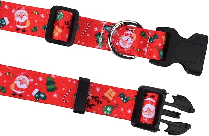 Mihqy Christmas Dog Collar and Leash Set - Premium Adjustable Dog Collar for Small Medium Large Dogs (Christmas Set,L)
