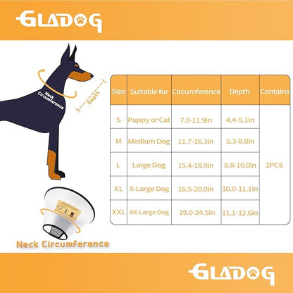 Soft Dog Cone Collar, 2 PCS (for Exact Size) Flexible Plastic Cone for Dogs After Surgery, Dog Recovery Collar, Adjustable E-Collar for Large/Medium/Small Dogs Cat, Comfy Elizabethan Collar (XL)
