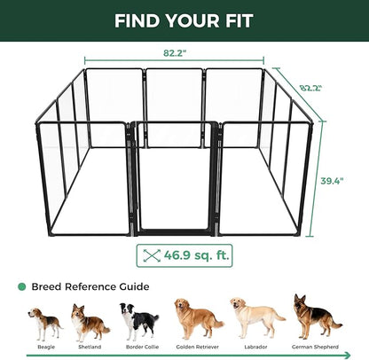 FXW AuraSpace Pro Acrylic Indoor Dog Playpen, Heavy-Duty with Metal Frame, 40" Height 12 Panels for Medium and Large Dogs, Walnut│Patented