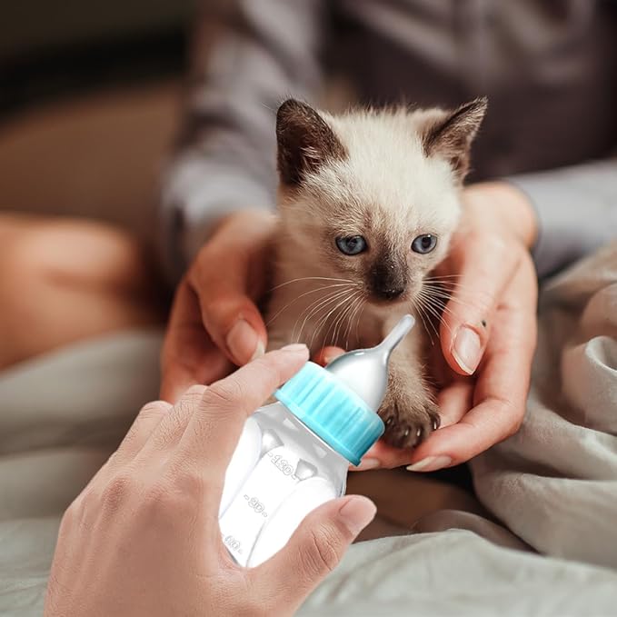 Happyyami 2pcs Kitten Nursing Bottles Silicone Pet Feeder for Kittens and Puppies Safe and Pet Feeding Easy to Use and Clean