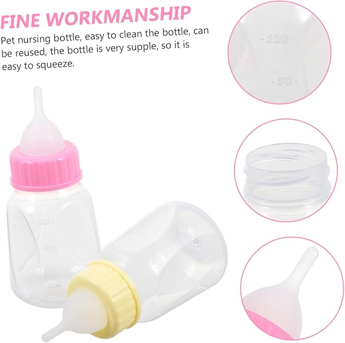 2pcs Kitten Milk Bottle Cat Nursing Bottles for Small Pets Puppy Feeder Safe Material Compact Portable