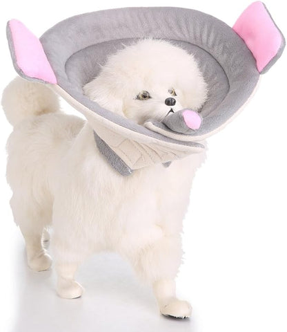 Pet Recovery Collar,Dog Protective E-Collar Soft Dog Cone Breathable Secure Lovely Collar for Puppy Small Medium Dogs (L-Neck: 38-41cm, Elephant)