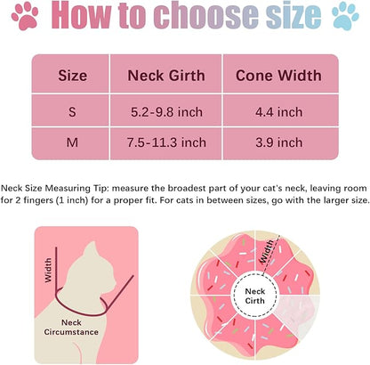 Cat Cone Collar Soft, Comfortable E Collar for Cats After Surgery, Recovery Elizabethan Collar for Cats Kitten to Stop Licking, Pink S