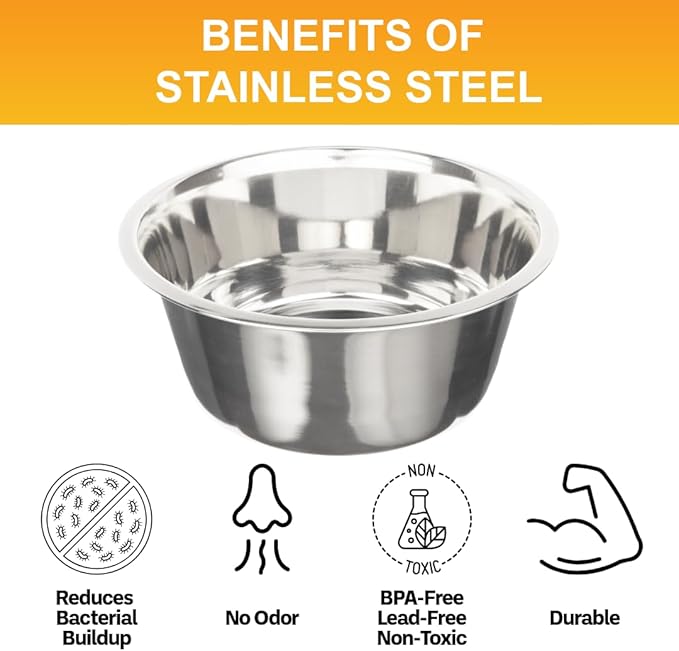 Neater Pet Brands 9 Cup (72 oz.) Stainless Steel Dog Bowls, Set of 2 Neater Feeder Replacement Bowls (Large Deluxe Model), Dog Food Bowl or Water Bowl, Dishwasher Safe Metal Dish for Large Dogs