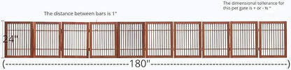 Urnporium Freestanding Wooden Dog Gate Foldable Indoor Pet Gate No Drill Expandable Barrier for Doorways Stairs Hallway Portable Wood Fence for Small Dogs & Puppies (Brown Pet Gate, 10 Panel 24" Tall)