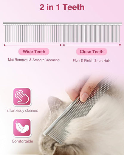 Furry Professional Pet Grooming Scissors with Safety Round Heads - 6 in 1 Curved Scissors for Dogs and Cats